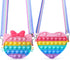 OUMEE 2 Pack Pop Purse Bag Fidget Toys for Girls, Easter Gift Rainbow Pop Fidgets Shoulder Bag Crossbody, Silicone Push Bubble Popper Backpack Easter Decoration Pop Toy for Stress Relief (Cat&Heart)