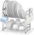 Simple Houseware 2-Tier Dish Rack with Drainboard, Chrome