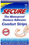 Secure Comfort Strips Waterproof Denture Adhesive - Zinc Free - Extra Firm Hold For Lower Dentures - 15 Strips