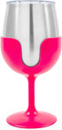 Camco 51915 Stainless Steel Wine Tumbler Set with Removable Fuchsia Pink and Teal Blue Wine Glass Stems- Leak Proof Lid, Vacuum Insulated, BPA Free 8 oz