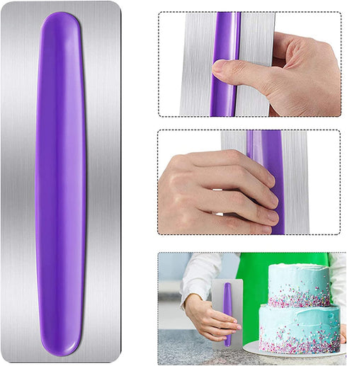 WENMING Cake Scraper Smoother Cake Decorating Comb Set Stainless Steel Cake Icing Smoother Plastic Sawtooth Cake Scraper DIY Decorating Mousse Butter Cream Cake Edge Kitchen Baking Tools(4 Pack)