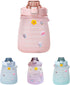 AGUDOU Cute Water Bottles with Straw, Sports water bottle with times to drink, Portable Large-Capacity Straw Cup/Pot Belly Cup Student Children Water cups with Random Stickers