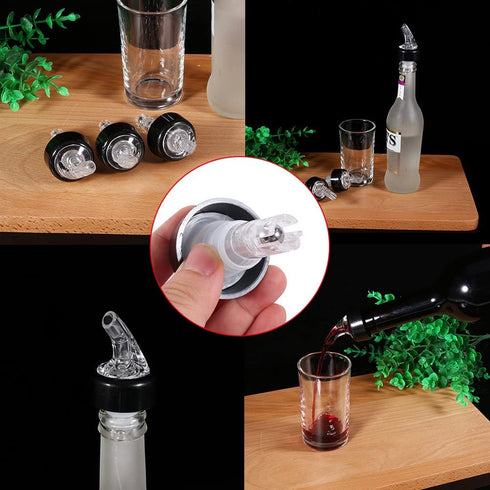 Measured Pourer, 3 Pack Automatic Measured Bottle Pourer, Spout Bottle Pourer with Tail and Collar, Wine Cocktail Pour, 1 oz/ 30 ml, White