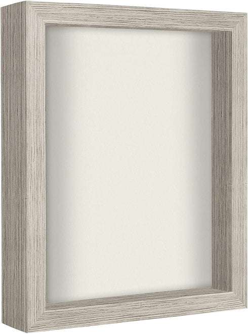 Americanflat 8.5x11 Shadow Box Frame in Drift wood with Soft Linen Back - Composite Wood with Polished Glass for Wall and Tabletop