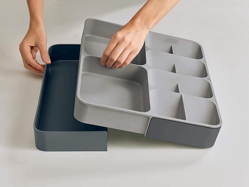 Joseph Joseph DrawerStore Kitchen Drawer Organizer Tray for Cutlery Utensils and Gadgets, Expandable, Gray