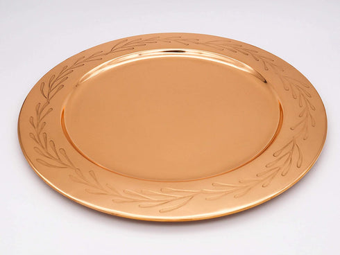 Alchemade Copper Charger Plate With Etched Floral Bontanical Design - 13" Single Charger Plate Serving Tray Platter For Thanksgiving, Christmas, Holidays, Weddings, Parties, Events Or Home D©cor