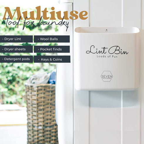 Magnetic Lint Bin Laundry Room Trash Can Dryer Sheet Holder Pods Container Dryer Vent Cleaner Kit - Laundry Room Organization Storage Bin Laundry Room Decor Accessories Farmhouse Laundry Basket
