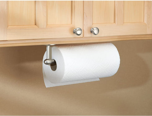 iDesign Orbinni Metal Wall Mounted Paper Towel Holder, Dispenser for Kitchen, Bathroom, Laundry Room, Office, 13.50" x 2.5" x 4", Set of 4 - Satin Silver