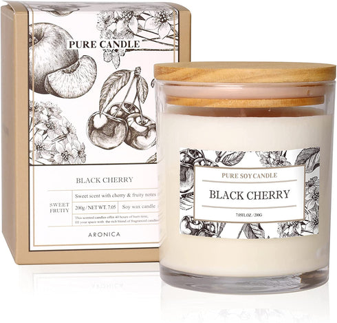 Aronica Pure Candle | Black Cherry |100% Soy Wax | Home Scented Candles | Slow Burn Candles