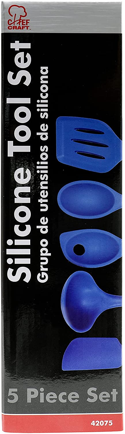 Chef Craft Premium Silicone Kitchen Tool and Utensil Set, 5 Piece, Blue