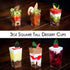 DLux 100 x 3 oz Mini Dessert Cups (no Spoons), Square Tall - Clear Plastic Parfait Appetizer Cup - Small Reusable Serving Bowl for Tasting Party Desserts Appetizers - With Recipe eBook