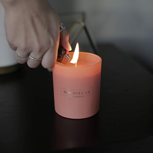 Hibiscus & Palmwood Scented Candles, Scented Candle | Highly Scented Candles for Home, 8 oz 45 Hour Burn | All Natural Soy Candles, Soy Candle, Aromatherapy Candle with Pink Glass Jar