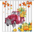 Watercolor Red Car Shower Curtains Farm Truck Pumpkin Maple Leaf Autumn Scenery Pattern Print Bathroom Decor Polyester Fabric Home Bath Cloth Hanging Curtain Set 70 x 70 Inch with Hooks