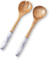 Folkulture Salad Servers or Salad Tongs, Wooden Utensils for Serving Salad, 12-inch Spoon and Fork Set, Mango Wood, Blue Servers