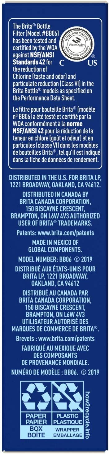 Brita Water Bottle Filter, Premium Water Bottle Replacement Filters, BPA Free, 3 Count