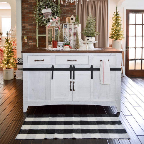 Buffalo Plaid Check Rug - 27.5''x43'' Cotton Hand-Woven Indoor/Outdoor Area Rugs for Layered Door Mats Washable Carpet for Porch/Kitchen/Farmhouse Black/White