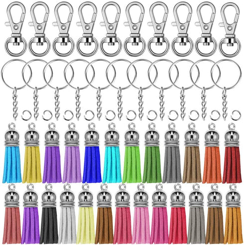 Selizo 100Pcs Key Chain Rings Bulk with Tassel for Tassel Keychain
