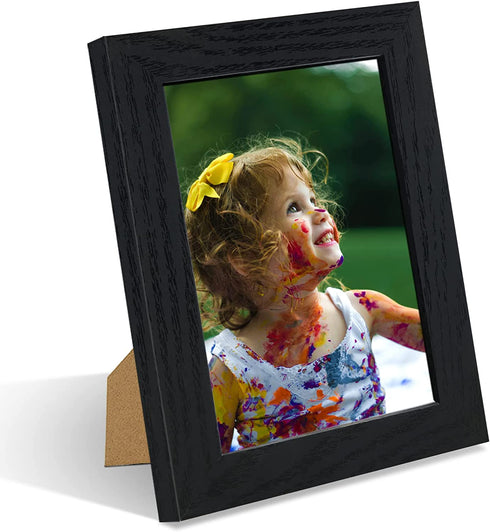 Nacial 4x6 Picture Frame Set of 5,Display Pictures 3.5x5 with Mat or 4 x 6 Without Mat, Tempered Glass for Table Top Display and Wall Mounting Wooden Photo Frame Black