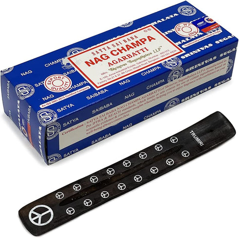 TRUMIRI Incense Stick Holder Bundle with Satya Sai Baba Nagchampa 250g Incense Sticks - Pack of 1 (Approx 250 Sticks)