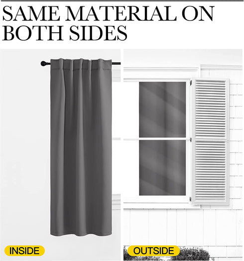 NICETOWN Blackout Curtain Panels for Living Room - (Grey Color) 52x54 inch, 2 Panels Set, Room Darkening Blackout Drapes for Window
