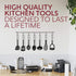 Kitchen Cooking Utensils Set 24 Nylon and Stainless Steel Utensil Set, Non-Stick and Heat Resistant Cooking Utensils Set, Kitchen Tools, Useful Pots and Pans Accessories and Kitchen Gadgets (Black)