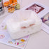 SQUISHY DOT Tissue Holder Decorative, Cute Tissue Box Cover, Fluffy Plush Cover, Home décor, Office Desk Decoration, car Accessories, Bunny, Rabbit (White, Fluffy Rectangle)