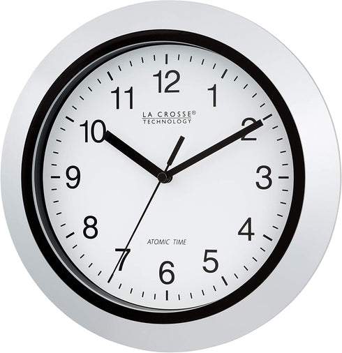 La Crosse Technology Atomic Analog Wall Clock, 10", Silver