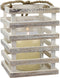 Stonebriar SB-5080B Worn White Wooden Beach House Candle Lantern with Rope Handle and Removable Glass Cylinder Hurricane, MEDIUM