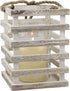 Stonebriar SB-5080B Worn White Wooden Beach House Candle Lantern with Rope Handle and Removable Glass Cylinder Hurricane, MEDIUM