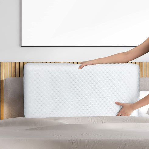 bedreamy Memory Foam Pillow, Soothing and Cooling Mattress Topper Ventilated Design Soft Flocking Pillow (King) (Queen)