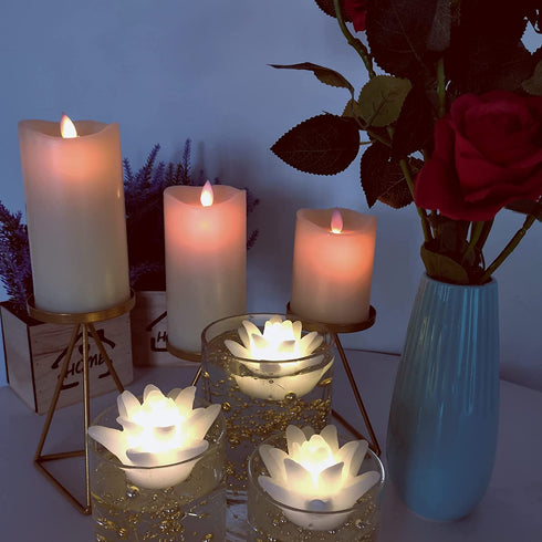 ARDUX LED Floating Flower Candles - Flameless Lily Tea Light Candles Wax Waterproof Candles Battery Powered for Wedding Party Centerpiece Pool Decoration