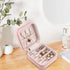 JIDUO Duomiila Small Jewelry Box, Travel Mini Organizer Portable Display Storage Case for Rings Earrings Necklace,Gifts for Girls Women (Girl Pink)