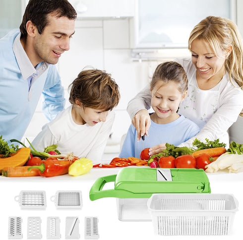 7 in 1 Vegetable Chopper, Easy to use Mandoline Slice Potato Onion Chopper Vegetable Chopper Dicer Slicer Cutter, Chopper for Kitchen with Hand Guard & Container Drain Basket