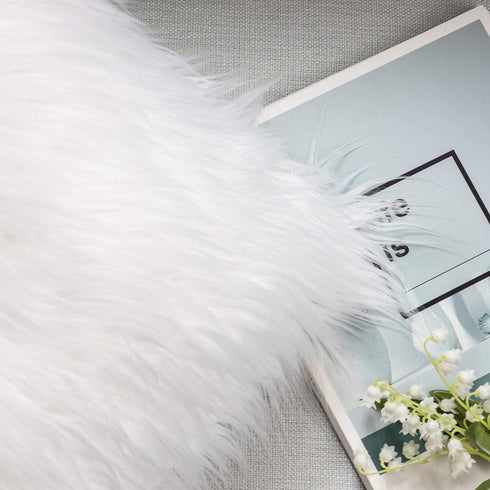 Ashler HOME DECO Pack of 2 Decorative Luxury Style White Faux Fur Throw Pillow Case Cushion Cover 18 x 18 Inches 45 x 45 cm