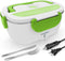 TRAVELISIMO Electric Lunch Box 3 in 1, Heated Lunch Boxes for Adults for Car, Truck, Home and Work 12V 24V & 110V 40W, Loncheras Electricas para Calentar Almuerzo, (Green)
