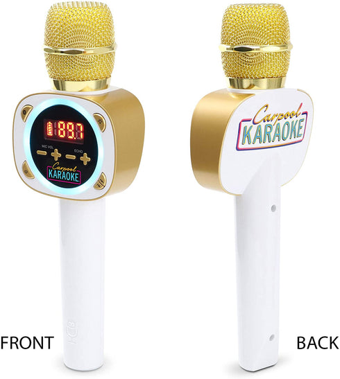 Carpool Karaoke The Mic 1.0, Wireless Karaoke Microphone System, White CPK545 by Singing Machine,Gold & White