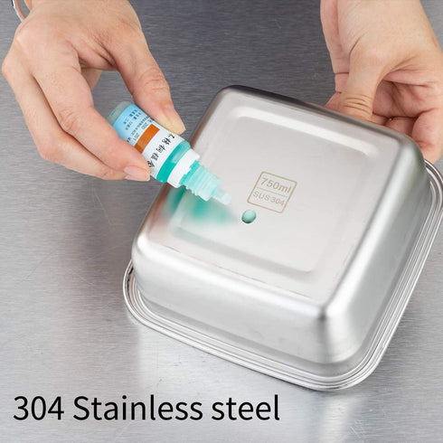 304 Stainless Steel Square Food Storage Lunch Box Containers Eco-Friendly & Reusable Snack Food Leak Proof Nesting Containers for Kids & Adults | Set of 3 Metal Lunch Sandwich Container, Snack Boxes