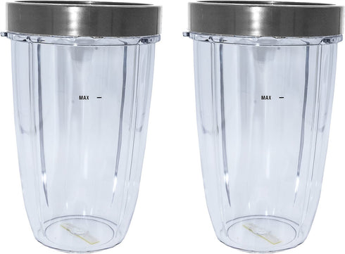 Blendin 2 Pack 24 Ounce Tall Cup with Lip Rings, Compatible with Nutribullet 600W, 900W, NB-101B, 900 Pro Series Blenders