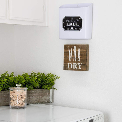 Magnetic Lint Bin For Laundry Room | Farmhouse Retro Magnetic Lint Bin for Laundry Room Storage Decor - Lint Container Space Saving Washer and Dryer Trash Can Solution Wall Mount (Off-White)