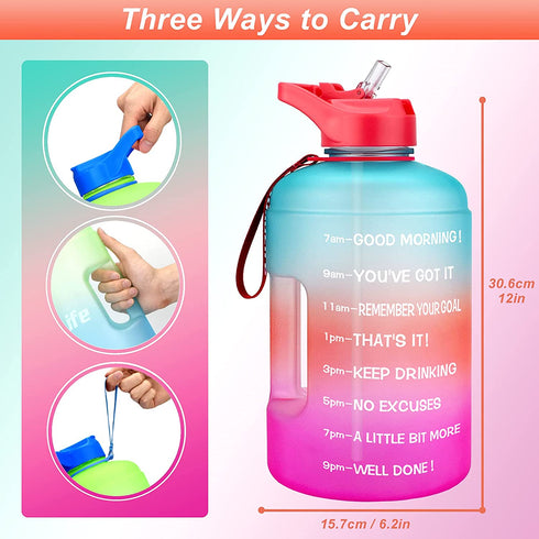BuildLife 1 Gallon Water Bottle with Straw & Motivational Time Marker BPA Free Leakproof Sports Water Jug Ensure Drink Enough Water Throughout The Day