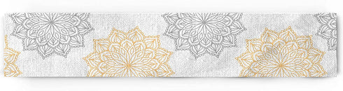 Abstract Table Runner, Dahlia Floral Pattern Grey Yellow Dresser Scarves Non-Slip Burlap Abstract Kitchen Tablecloth for Holiday Dinner Parties Wedding Home Decor,13x120inch