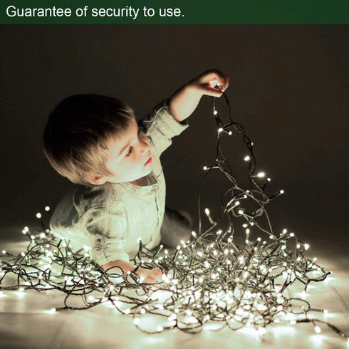 Decute Cool White Christmas String Lights Waterproof 300LED 105FT UL Certified with End-to-End Plug 8 Modes, Outdoor Indoor Starry Fairy Lights for Christmas Tree Patio Garden Wedding Party Decor