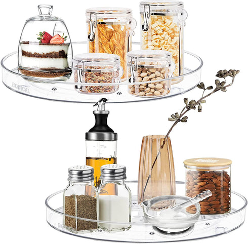 2 Pack Lazy Susan Organizer, 10.6" Clear Lazy Susan Turntable for Cabinet, Plastic Lazy Susan Cabinet Organizer for Pantry Organization and Storage/ 2Pack