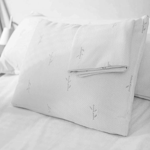 FeelAtHome Cooling Bamboo Pillow Cover Waterproof 20 x 26 Inches Pack of 2 (Standard) - Very Soft & Comfortable, Zippered Bamboo Pillow Cover Pillowcase - Fibre Fabric Case Cover