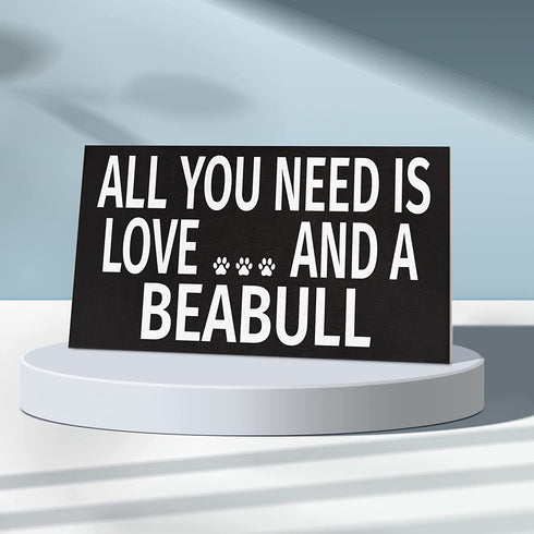 JennyGems Beabull Sign, All You Need Is Love And A Beabull, Wood Sign, 9.5x5.5 Inches, Beabull Mom, Beabull Gifts, Beabull Dogs, Beabull Decor, American Made