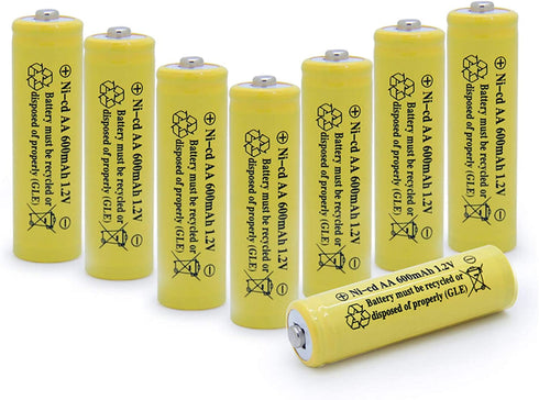 QBLPOWER Solar Light 1.2V AA Ni-CD 600mAh 2A Rechargable Batteries Cell for Garden/Lawn/Sidewalk Lamp (8 Pack AA Yellow)