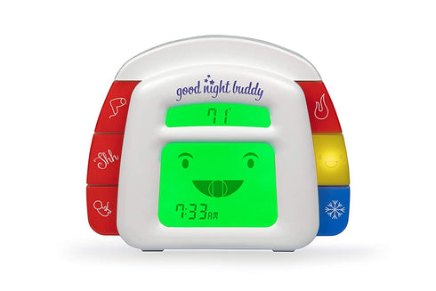 Good Night Buddy by Sleep Whisperer Ingrid Prueher - All-in-One Sleep Training Solution w/ Sound Machine, Kids Alarm Clock, Room Temperature Gauge, & Night Light - Teach Baby & Toddler Sleep Habits