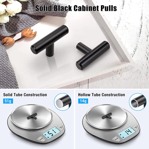 KNOBWELL 10 Pack Solid Stainless Steel Kitchen Cabinet Knobs Matte Black Finish, Single Hole 2 Inch, Black Kitchen Cabinet Knobs Bathroom Cabinet Pulls