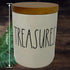 Rae Dunn by Magenta, Treasures Ceramic Canister w/Wood lid, Beige, Black LL