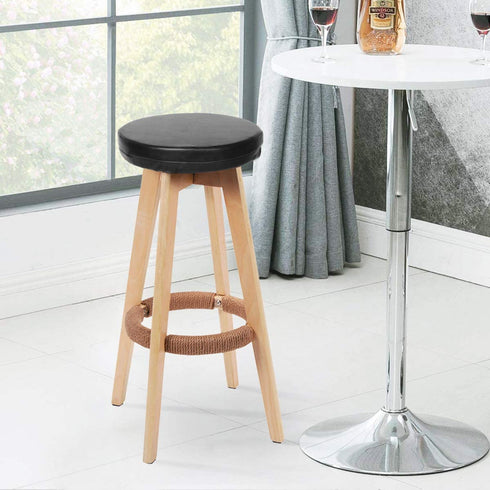 Shinnwa Bar Stool Cushion Round Foam Padded Seat Cushions Waterproof Leather Bar Stool Covers with Elastic and Non Slip Bottom 13 Inch Black